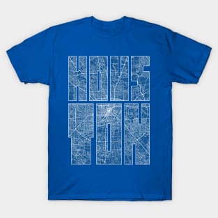 Houston, USA City Map Typography - Blueprint T-Shirt